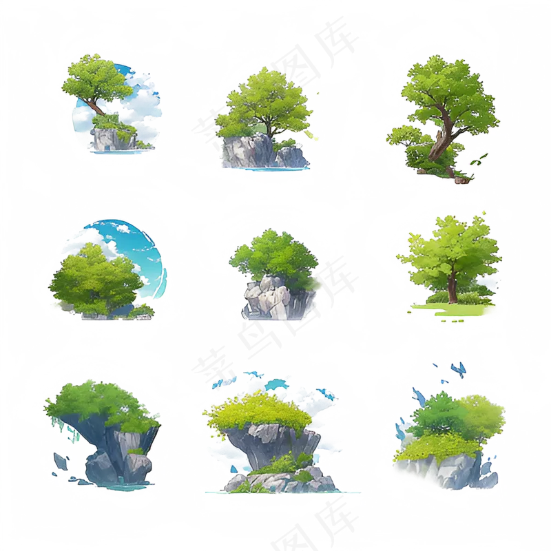 绿色手绘小植物花草系列免抠素材118