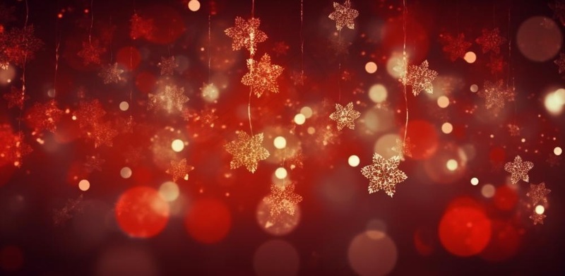 红色闪光粒子雪花光晕灯光喜庆摄影背景图