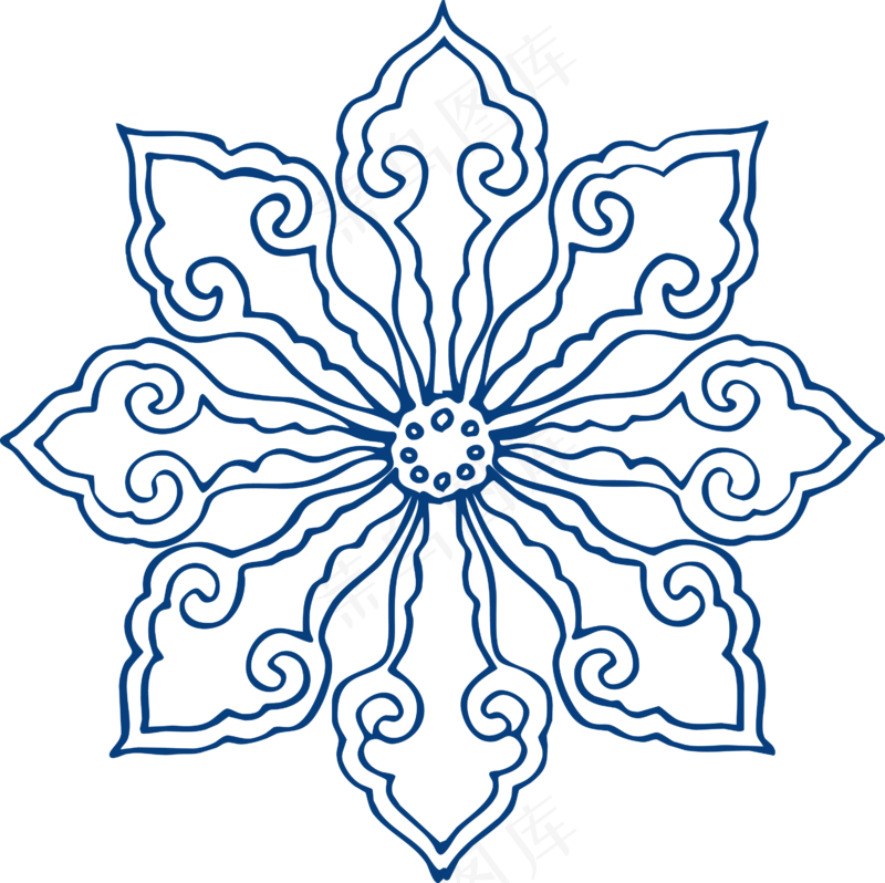 古代青花瓷图案花纹中国风图案祥云纹理传统图腾PNG免扣素材