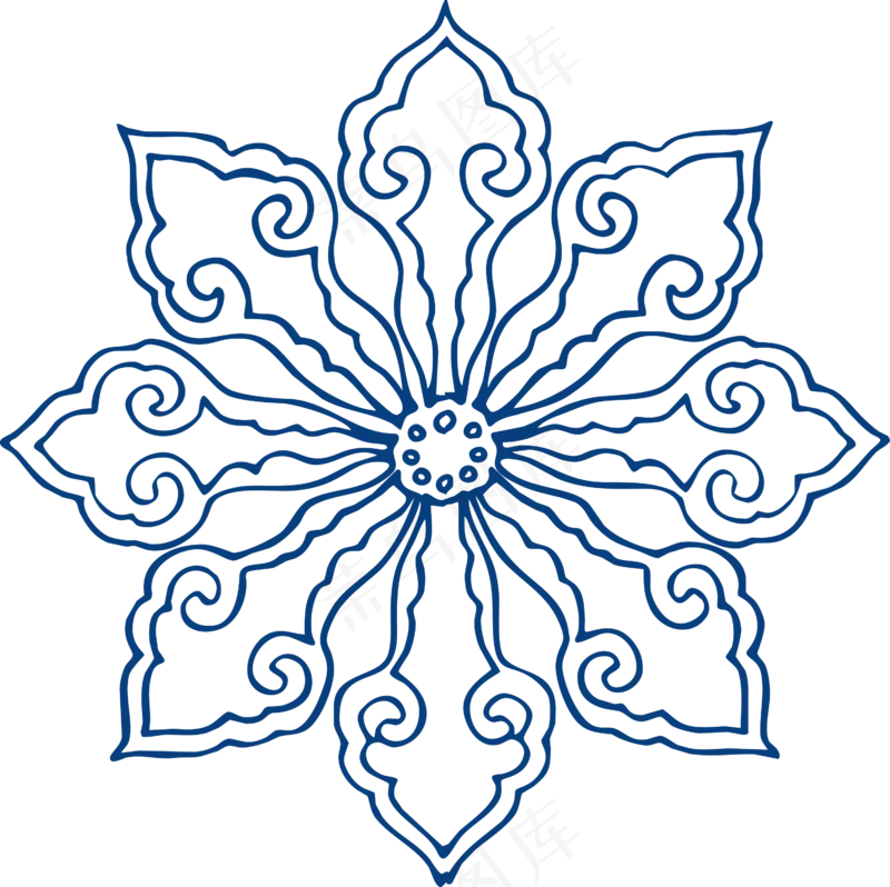 古代青花瓷图案花纹中国风图案祥云纹理传统图腾PNG免扣素材