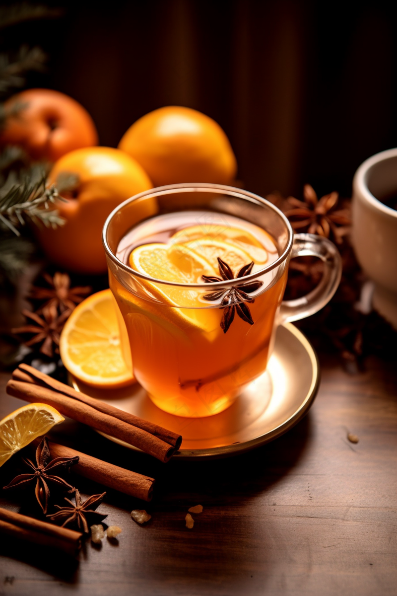 橙子果茶饮料摄影图