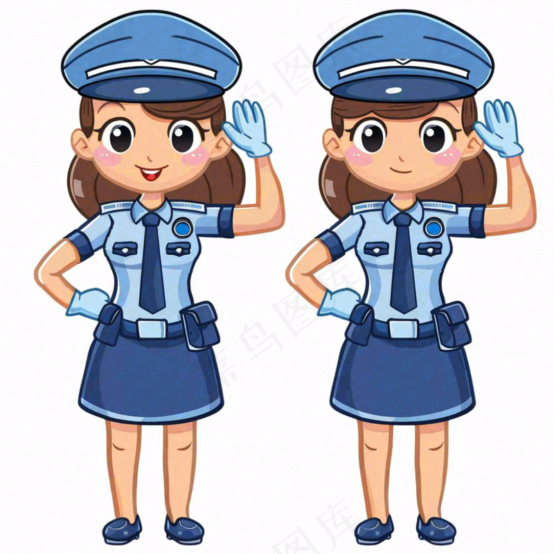 警察辅警公职劳动人物卡通插画免抠(1024x1024)