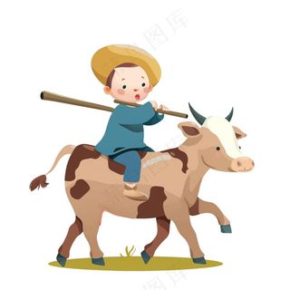 牧童人清明春分插画免抠