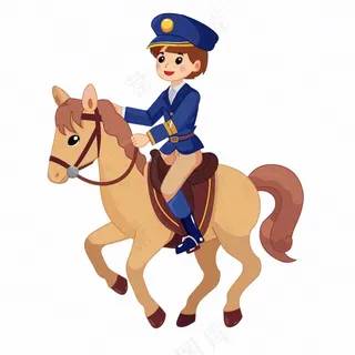 骑马马术人物卡通插画免抠