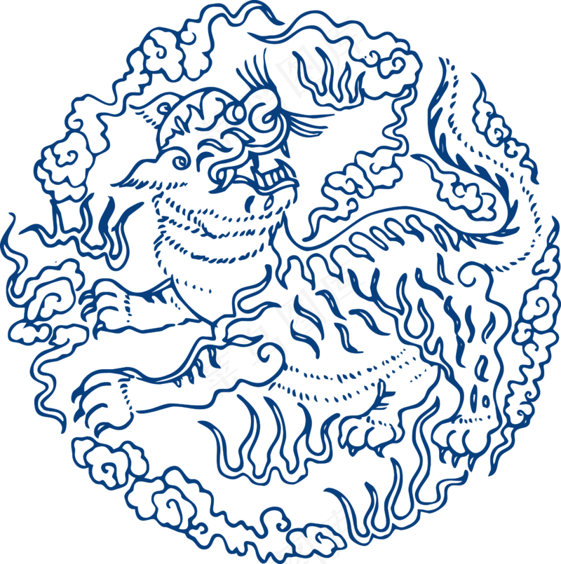 古代青花瓷图案花纹中国风图案祥云纹理传统图腾PNG免扣素材