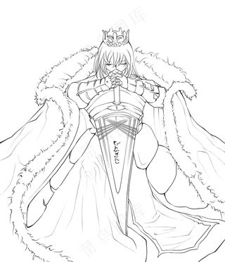 古风线稿丨PPT插画丨手绘线稿丨国风美女027