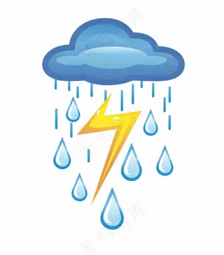 雷雨天气天气卡通插画免抠
