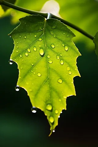 绿叶上的水珠露水绿意摄影图