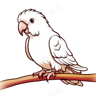 卡通手绘动物鹦鹉线条插画矢量装饰元素