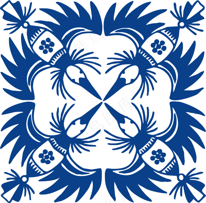 古代青花瓷图案花纹中国风图案祥云纹理传统图腾PNG免扣素材