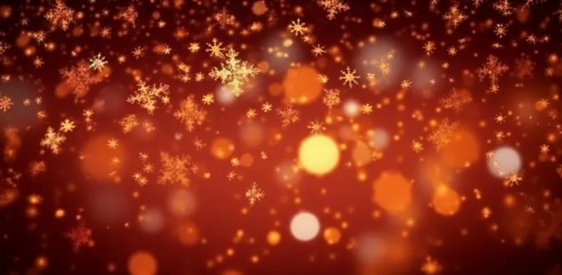 红色闪光粒子雪花光晕灯光喜庆摄影背景图(1568x768)