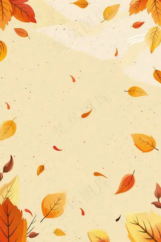 暖色调简约立体秋风落叶枯叶插画背景立秋秋分