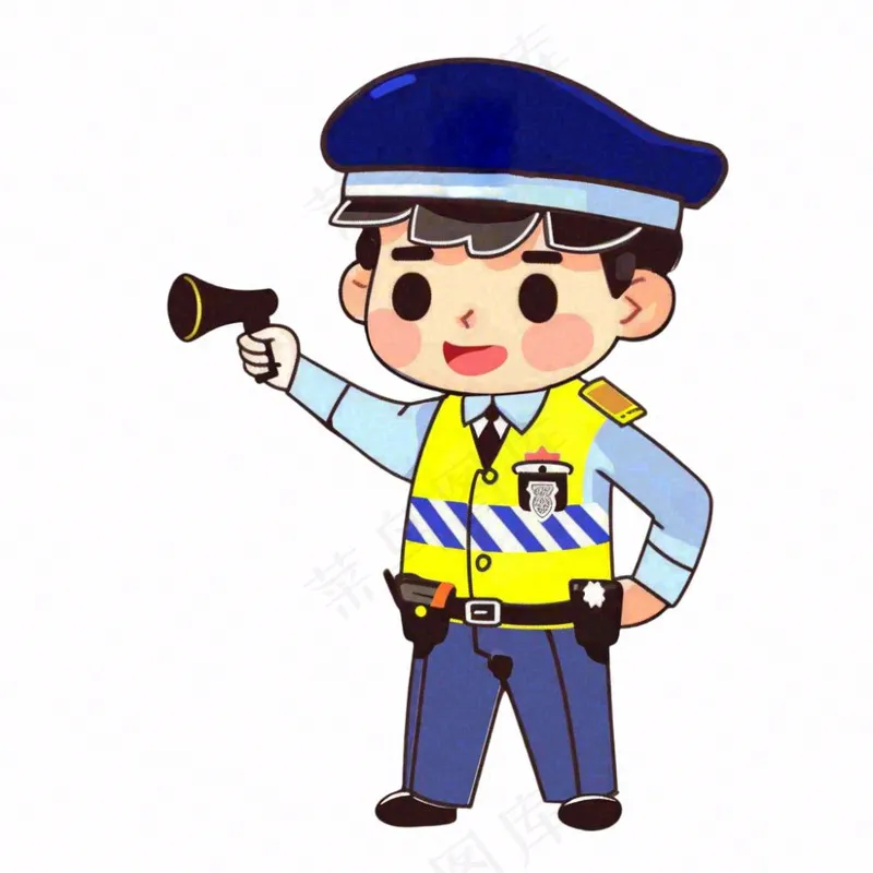 交警警察交通指挥劳动人物卡通插画免抠(1024x1024)