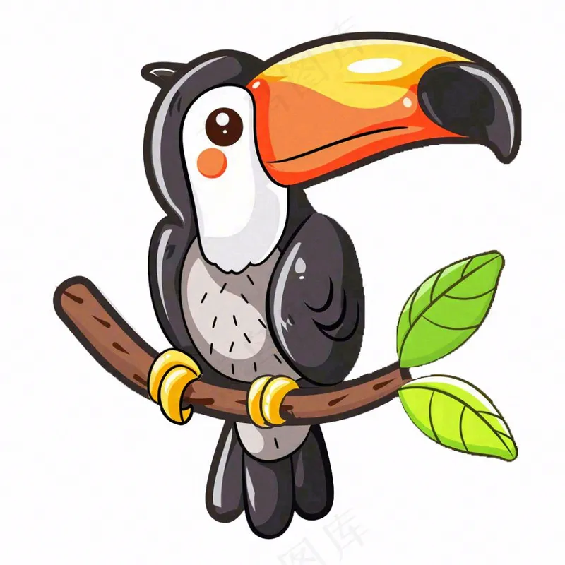 鵎鵼巨嘴鸟动物卡通插画免抠(1024x1024)
