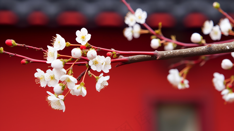 春天盛开的梨花李子花春分摄影图(4368x2448)