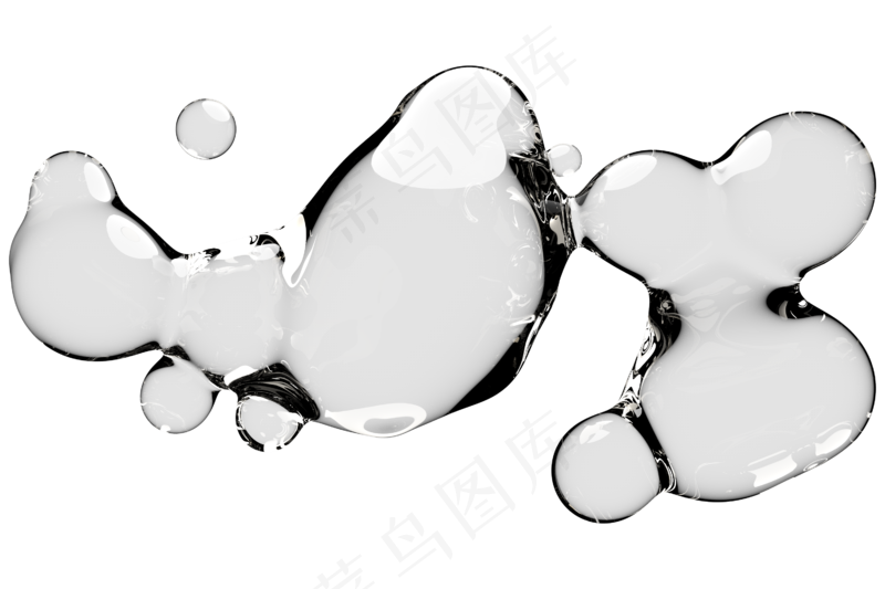 高清日系极简逼真透明水滴液体气泡水珠空气感png免扣素材 (
