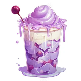 香芋奶油奶茶车厘子夏日清凉饮品卡通手绘插画免抠 香芋奶油奶茶车厘子夏日清凉饮品卡通手绘插画免抠