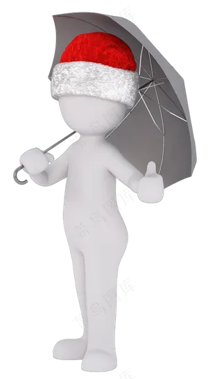 3D撑伞圣诞白色小人ppt用