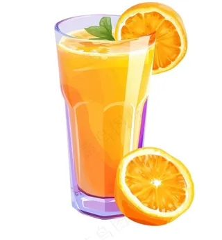 橙汁冰镇饮料水果茶卡通插画插图免抠