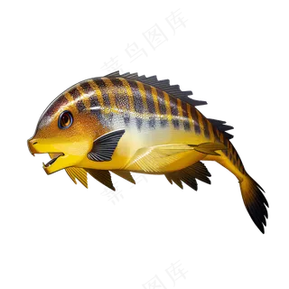 黄色卡通手绘鱼免抠素材35