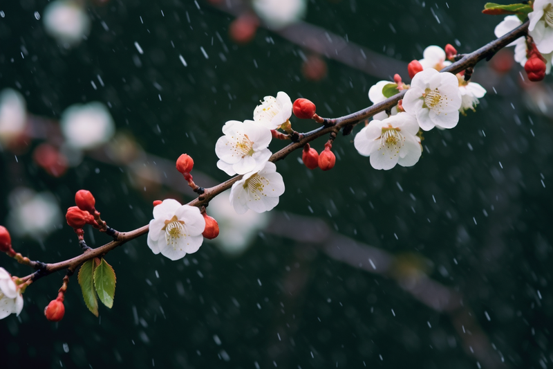 春季梅雨季节白梅鲜花盛开摄影图(4032x2688)