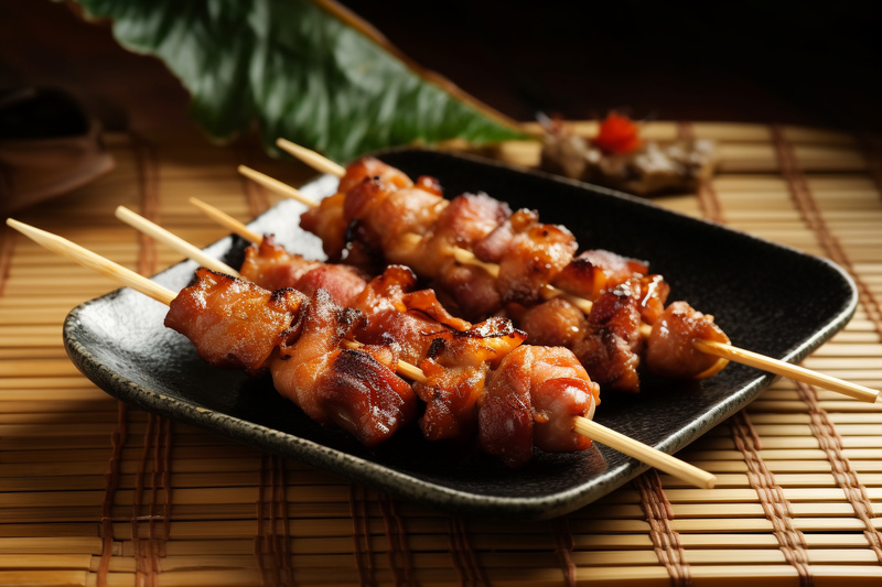 鸡肉串烤串美食