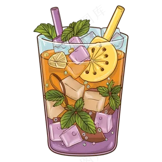 免抠卡通水果缤纷桶果茶
