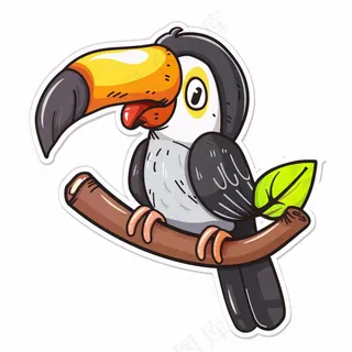 鵎鵼巨嘴鸟动物卡通插画免抠