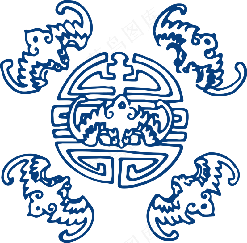 古代青花瓷图案花纹中国风图案祥云纹理传统图腾矢量AI设计PNG免扣素材