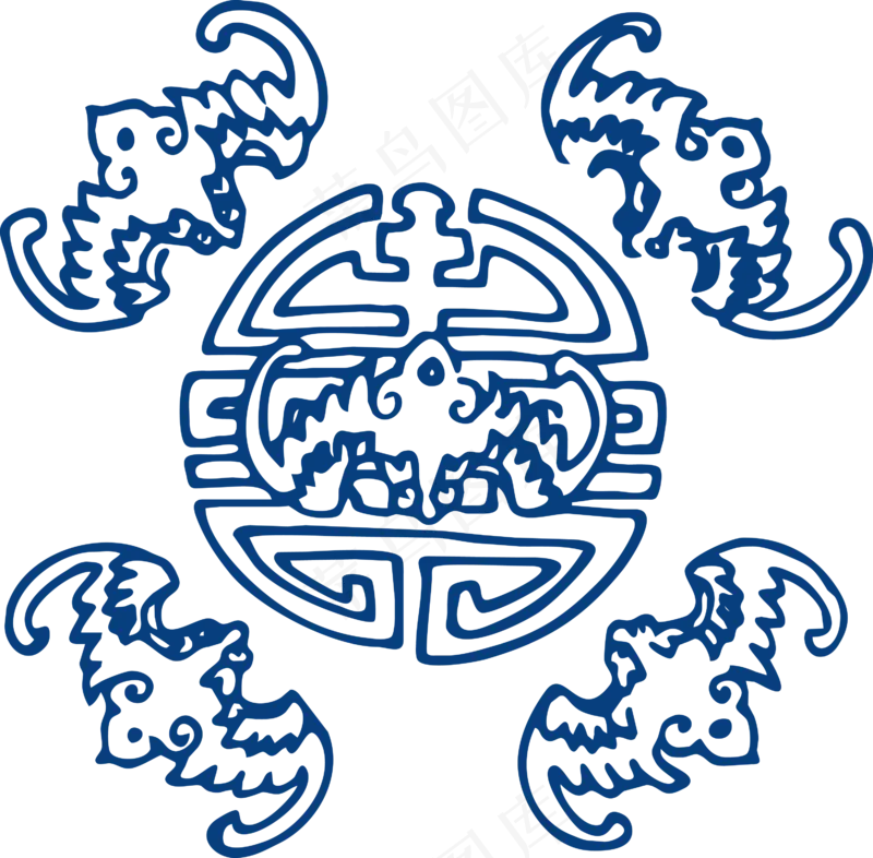 古代青花瓷图案花纹中国风图案祥云纹理传统图腾矢量AI设计PNG免扣素材