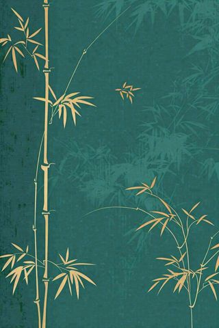 墨绿竹林青山端午清明淡雅水墨国风插画背景