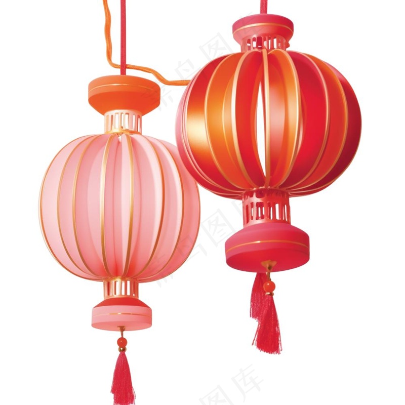 红灯笼新年春节节日卡通插画免抠