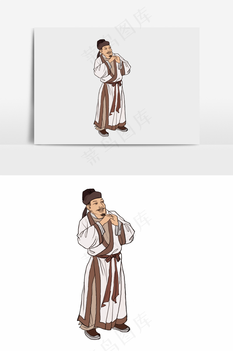 插画丨国风人物丨拱手礼001丨PPT插图