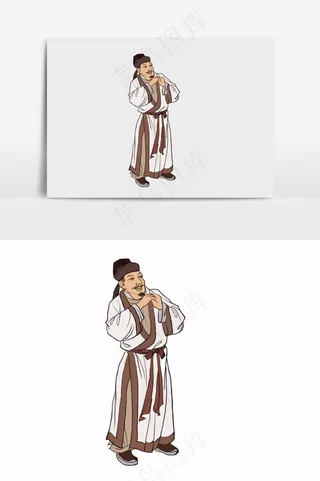 插画丨国风人物丨拱手礼001丨PPT插图