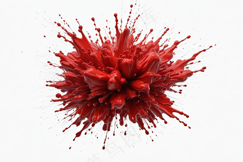 爆炸红色液体浮雕白色背景图片