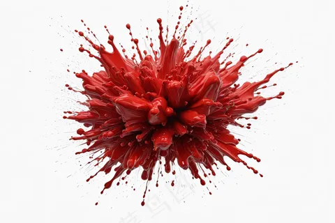 爆炸红色液体浮雕白色背景图片