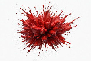 爆炸红色液体浮雕白色背景图片