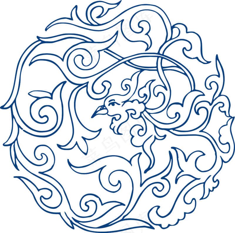 古代青花瓷图案花纹中国风图案祥云纹理传统图腾PNG免扣素材