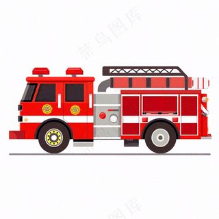 消防车灭火卡通插画免抠