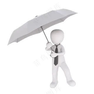 3D撑伞白色小人ppt用