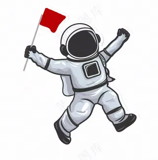 宇航员太空卡通插画免抠