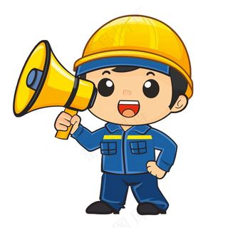劳动工人安全帽喇叭人物插画免抠