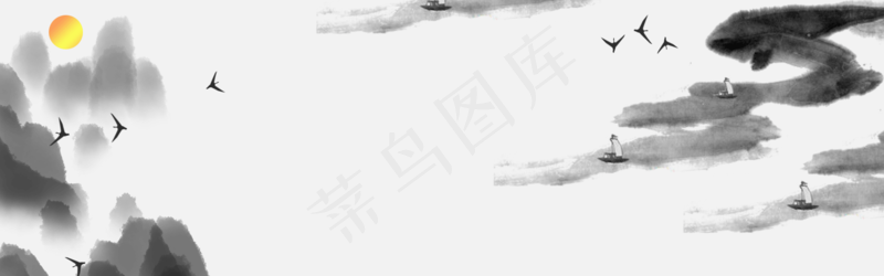 中式水墨PSD分层古风banner模板85psd模版下载