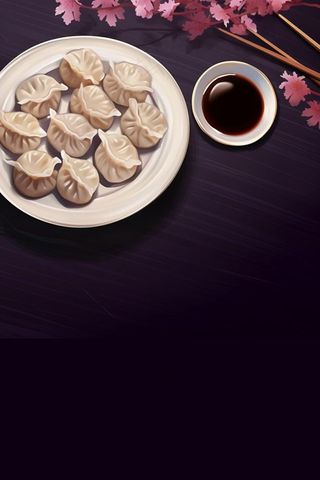 唯美国风饺子背景