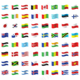 矢量免扣国旗AI素材