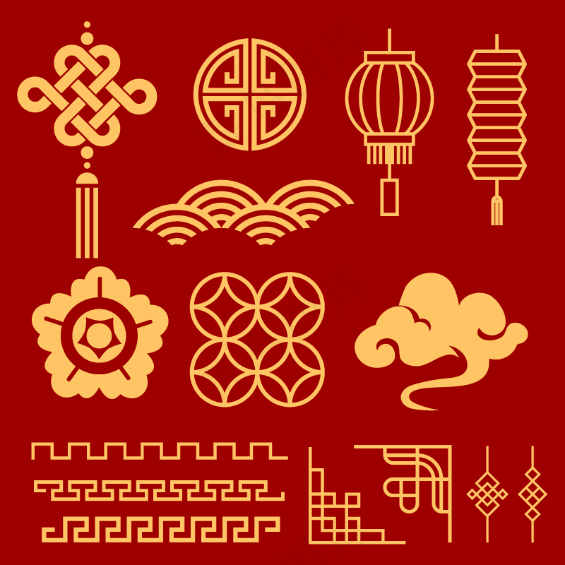 新年元素矢量免扣AI素材ai矢量模版下载