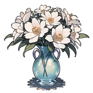 鲜花花瓶 素雅 手绘 免抠透明底 (1)
