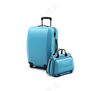 免抠卡通蓝色行李箱