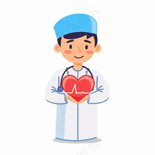医生手捧着红色爱心医疗人物卡通插画免抠