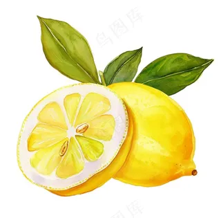 柠檬水果水彩插画免抠